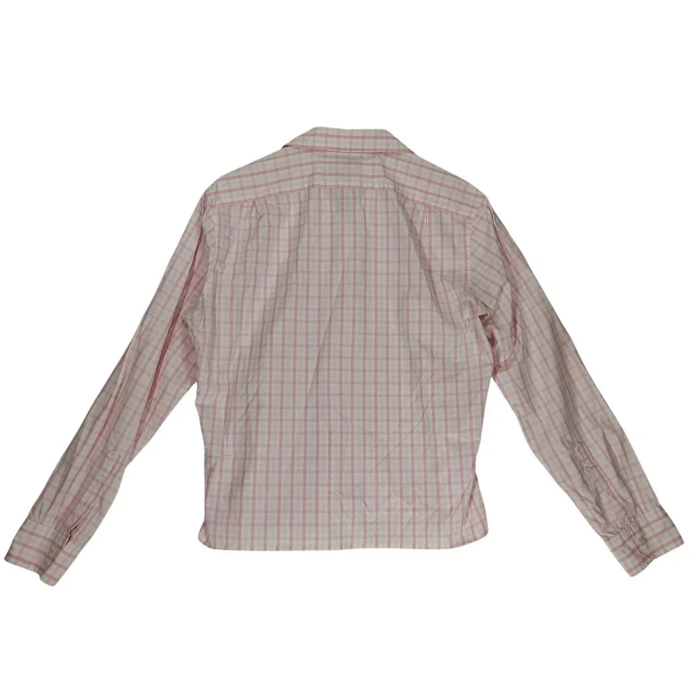 J.Crew Thompson Shirting Pink Gingham Cropped Button Down Shirt L 16-16.5